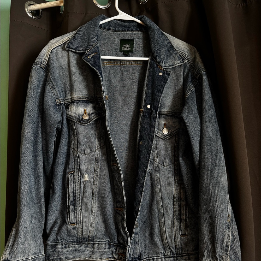 Wild Fable Distressed Dark Blue Jean Jacket Oversized
